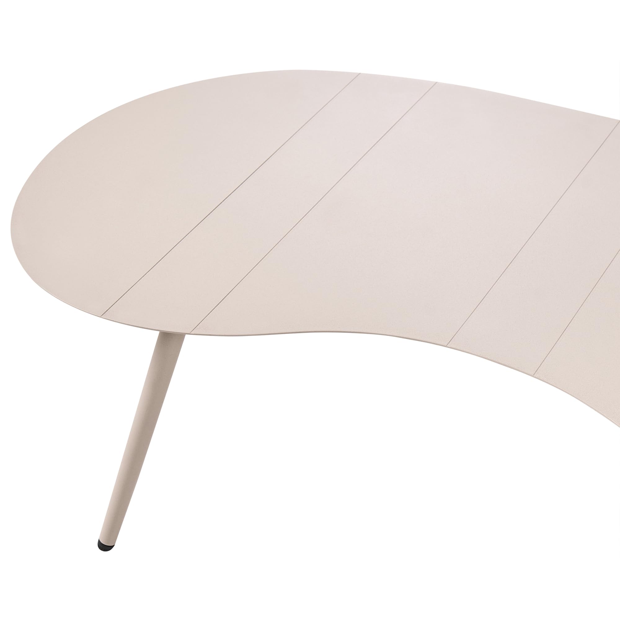Ogrodowy stolik kawowy aluminium 130 x 65 cm odporny na wodę i promienie UV w kształcie nerki beżowy Parori