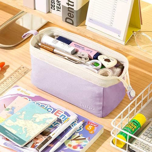 Image of MAMUNU Large Pencil Case Wide Opening - Big Capacity Pencil Pouch for Girls Boys - Portable Stationery Pen Bag for School Office College Teens Students Adults, Purple