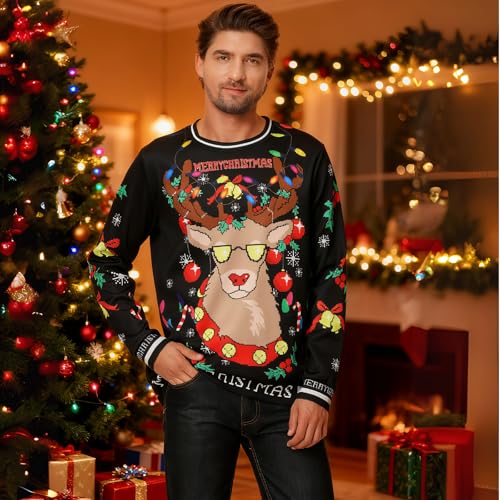 yolsun Men Ugly Christmas Sweatshirt Unisex's Crewneck Novelty Casual Ugly Party Accessory for Xmas Party Celebration - Image 4