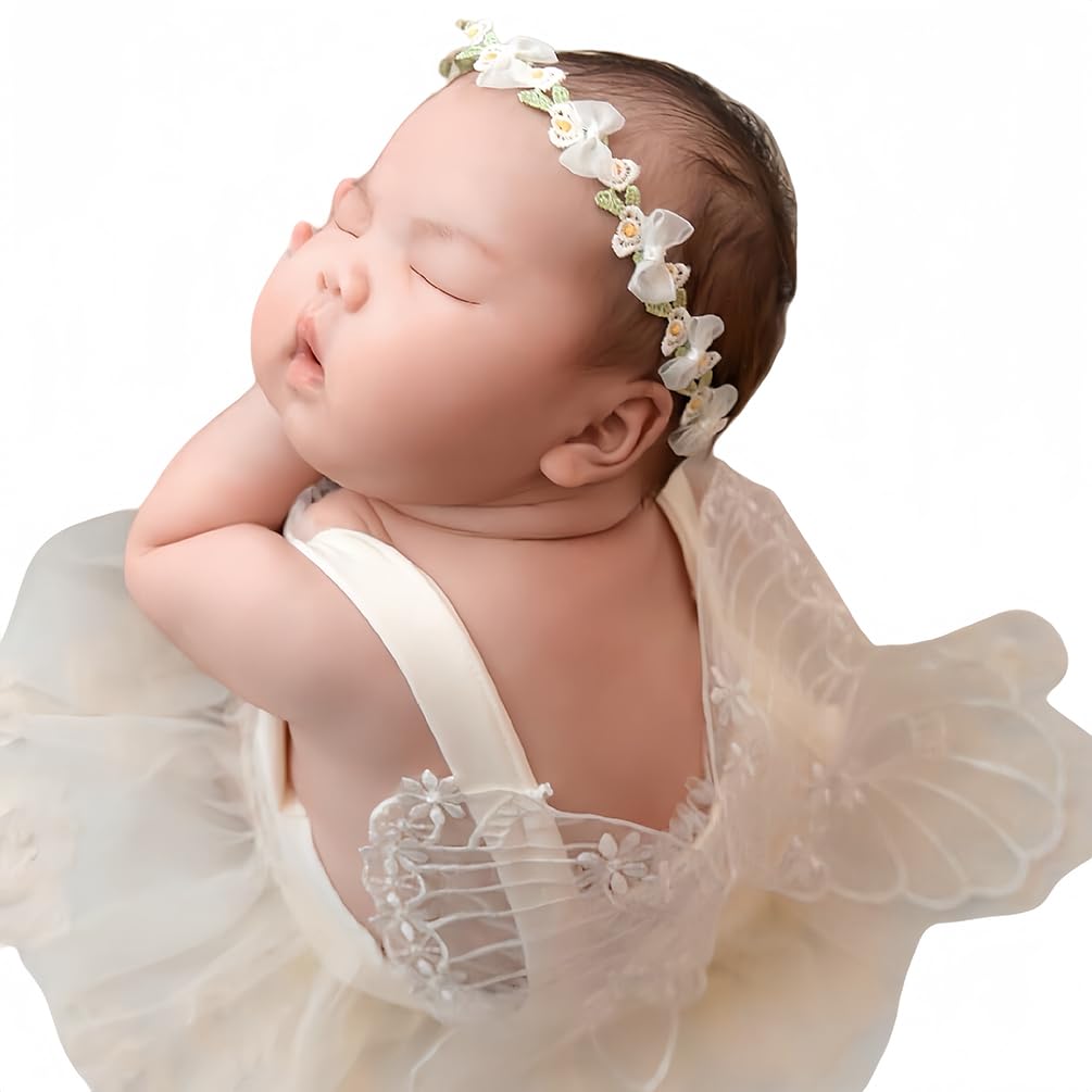 Baby Photography Props Outfit Lace Rompers Newborn Girl Photo Shoot Outfits Flower Headband Princess Costume