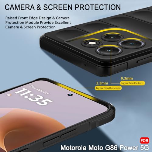 Image of TheGiftKart Liquid Silicon Back Cover Case for Motorola Moto G86 Power 5G | Shockproof Military Grade Protection | Micro-Fibre Cloth On Inner Side | Built-in Anti-Slip Grip Back Cover (TPU, Black)