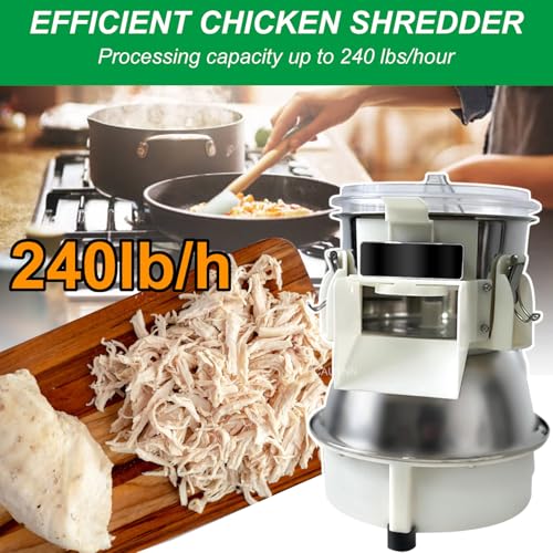 Trituradora de Pollo de Acero Inoxidable,Molinadora de Pollo Comercial,Top 240Lb/H,10 Segundos Completa,para Hacer la pechuga de Pollo triturada