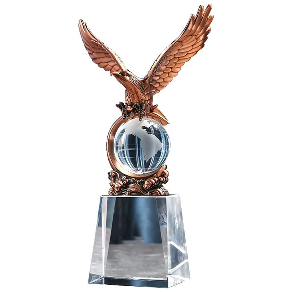 Trophäe Trophäe Tierkopf Gold Silber Bronze Adler Custom Trophäe, Hochklarer Kristall Souvenirs, Auszeichnung Für Herausragende Mitarbeiter des Unternehmens (Color : Rose Gold, S : 13 * 24cm)
