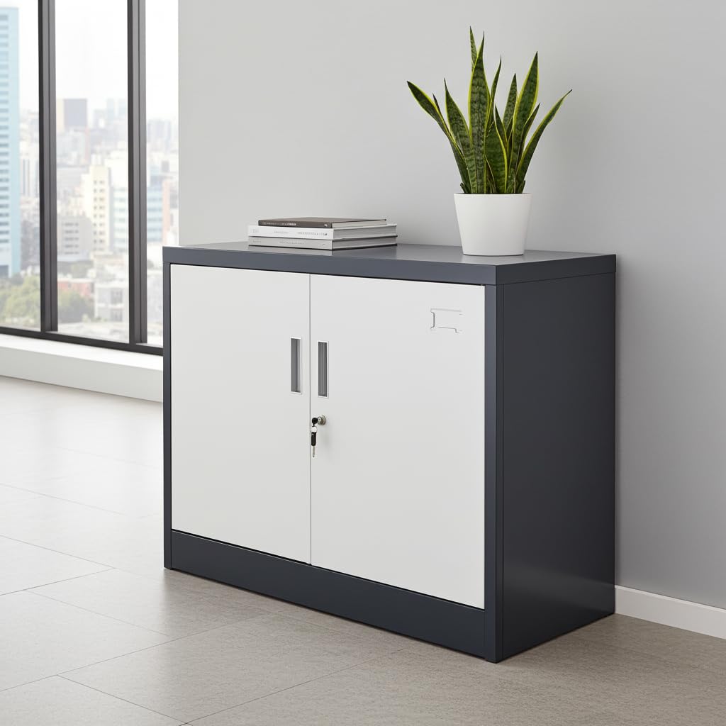 Jet-Line Saratow Armadio per pratiche/attrezzi, grigio scuro/bianco, per magazzino, ufficio, officina
