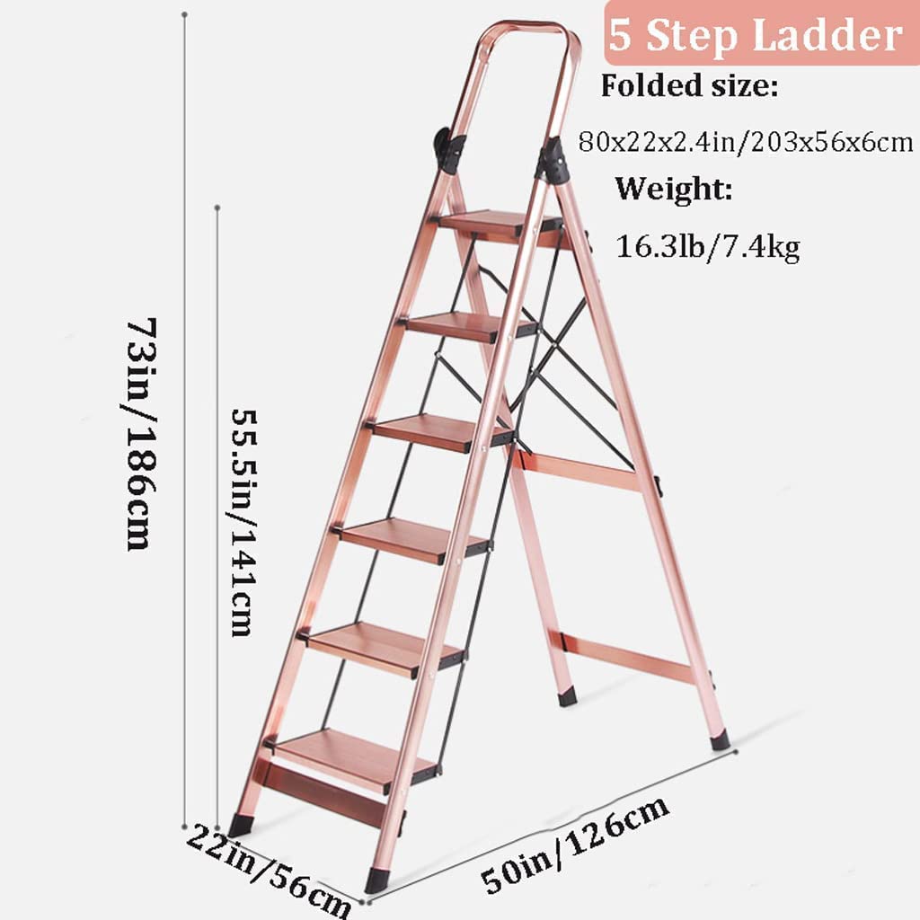 Scaletta Scale Pieghevoli Creative in Alluminio con braccioli Portatili per Uso Quotidiano Domestico 330 libbre Scala Gradini(6-Step Ladder)