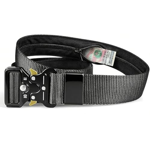 Tactical Belts for Men - Money Belt for Travel for Man Hidden, Belts for Jeans Mens Adjustable edc Belt Mens Belt, Money Belt for Travel for Men Hidden(Black)