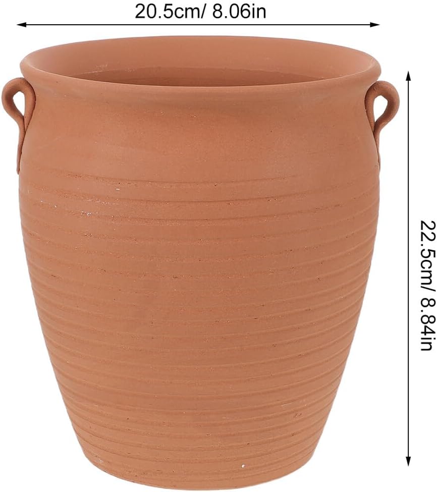 INOOMP Vegetable Storage Basket and Potato Holder, Red Terracotta Ventilated Garlic Keeper with Double Handles, 22cm High Kitchen Organizer for Onions, Potatoes, and Garlic