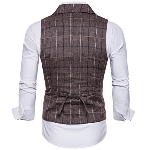 COTTORY Men's 5 Button Notch Lapel Slim Fit Waistcoat Dress Suit Vest3