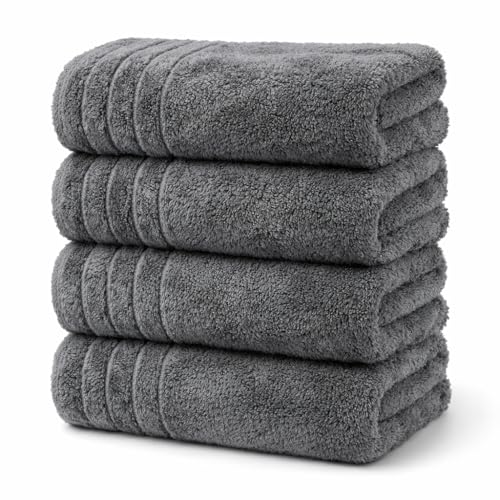 Grey Bath Towels 30x60 – Pack of 4 | Soft,