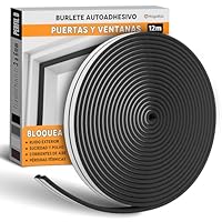 HOGARLAX 12M - Burlete Puerta Entrada, Burlete Ventana, Junta de Goma Adhesiva, Aislante Térmico Ventanas y Puertas, Aislante Acústico - Tira de Sellado Autoadhesivo para Huecos de 3 a 6 mm (Negro)