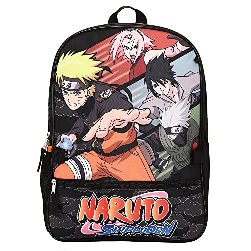 Bioworld Naruto Anime Character Print Orange and Black 5-Piece Backpack Set For Boys3