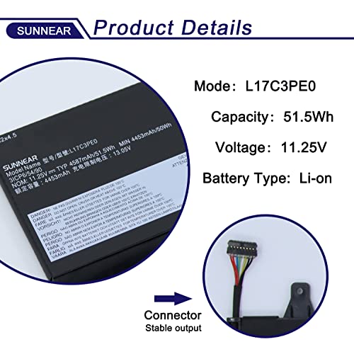 Image of L17C3PE0 Laptop Battery Replacement for Lenovo Yoga 730-15 730-15IWL Yoga 730-15IKB 730-151KB 81CU 81JS Series 5B10Q39196 5B10W67214 5B10Q39197 5B10W67390 L17L3PE0 11.25V 51.5Wh