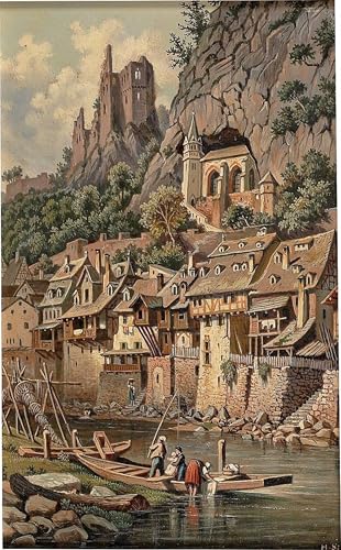Pintura murales lienzo decorativo para pared de salón o dormitorio por Hubert Sattler, 60x90cm
