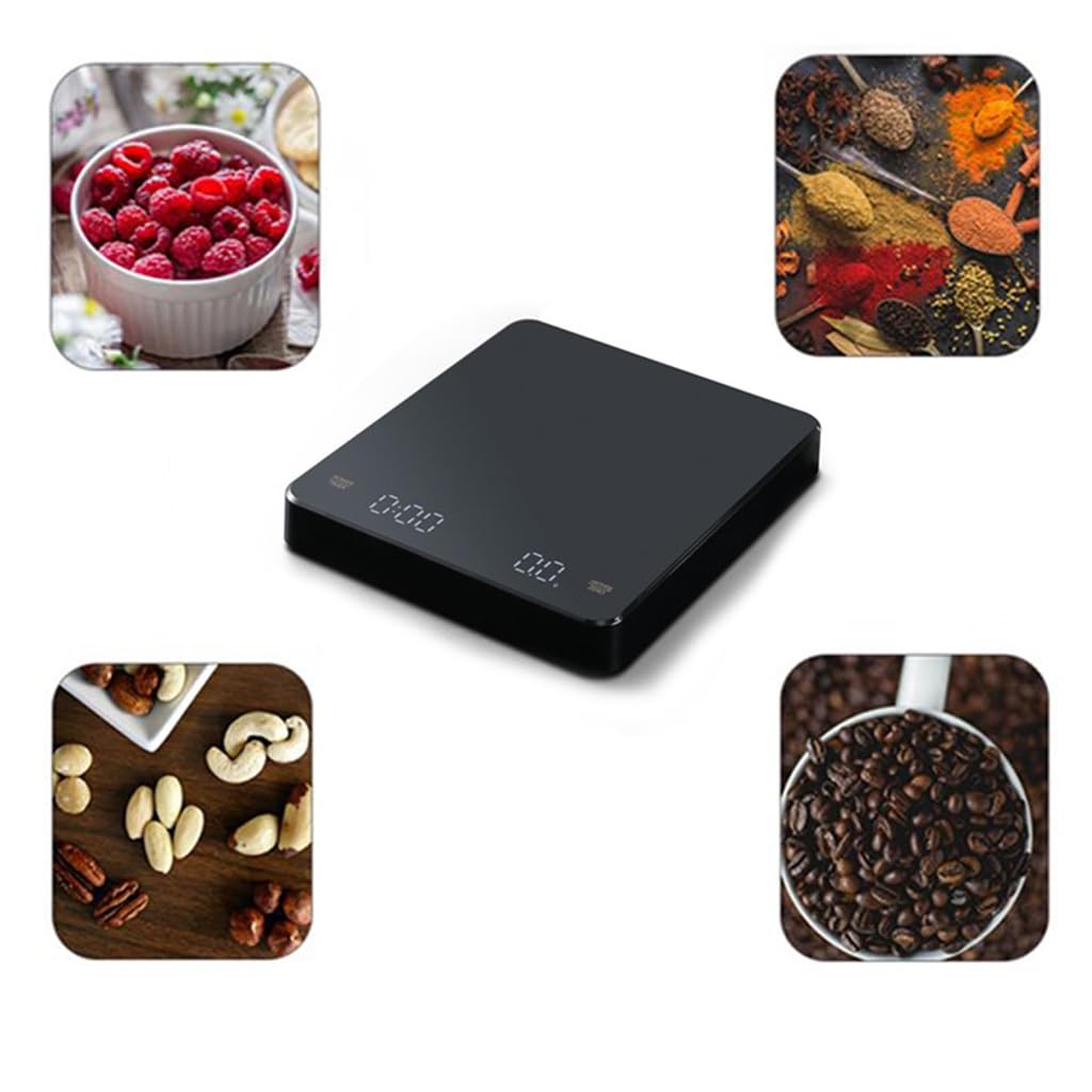 JFDBGU Coffee Electronic Scales Pour Over Espresso 3kg 0.1g LED Auto Timer Smart Kitchen Scale