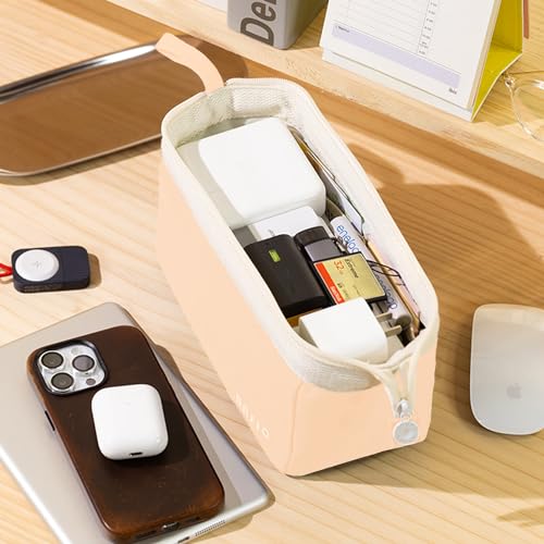 Image of MAMUNU Large Pencil Case Wide Opening - Big Capacity Pencil Pouch for Girls Boys - Portable Stationery Pen Bag for School Office College Teens Students Adults, Beige