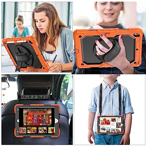 SIBEITU Case Compatible with iPad 9th/8th/7th Generation with Screen Protector Pen Holder, iPad Case 10.2 Inch, Heavy Duty Protection Cover W/Stand Hand Shoulder Strap for iPad A2602 A2197