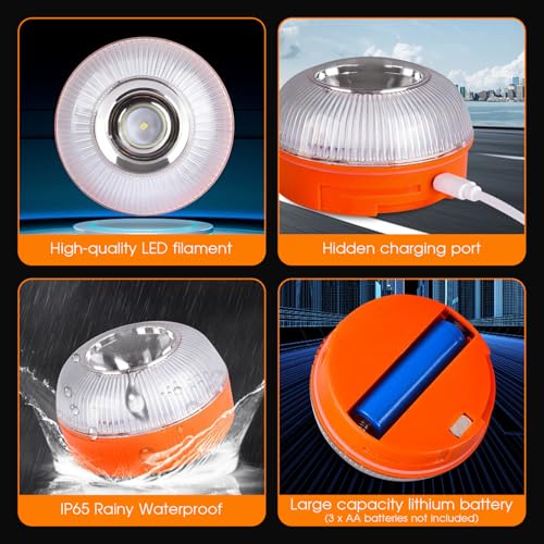 Luz estroboscópica LED de emergencia con base magnética para coche pack de 2 unidades recargables 7