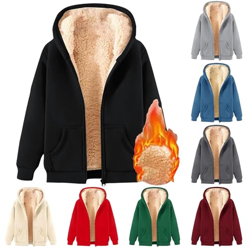 Sweatshirt for Women Zip Up Fleece Sherpa Lined Warm Hoodies Casual Winter Jacket Thick Thermal Hoodie Loungewear