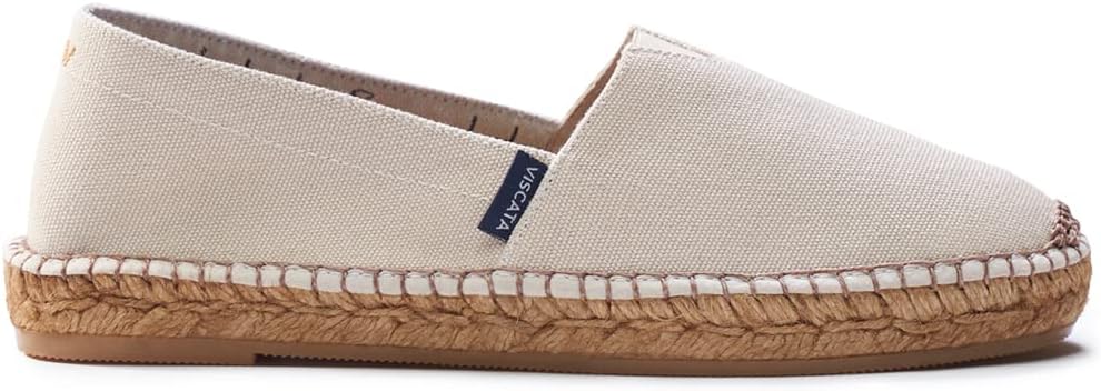 VISCATA Barceloneta Espadrille Canvas Women's Flat Slip On Shoes Handmade in Spain Fashionable Organic Cotton Canvas Lightweight Material with 100% Natural Jute Midsole for All Casual Occasions