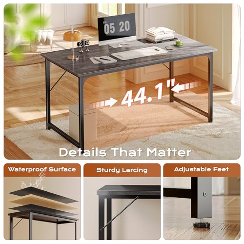 Image of PRAISUN 48 X 24 Inch Computer Desk with Deeper Desktop, Gaming Office Writing Work Desk for Home Office, Study, Bedroom, Work from Home, Metal Frame, Grey