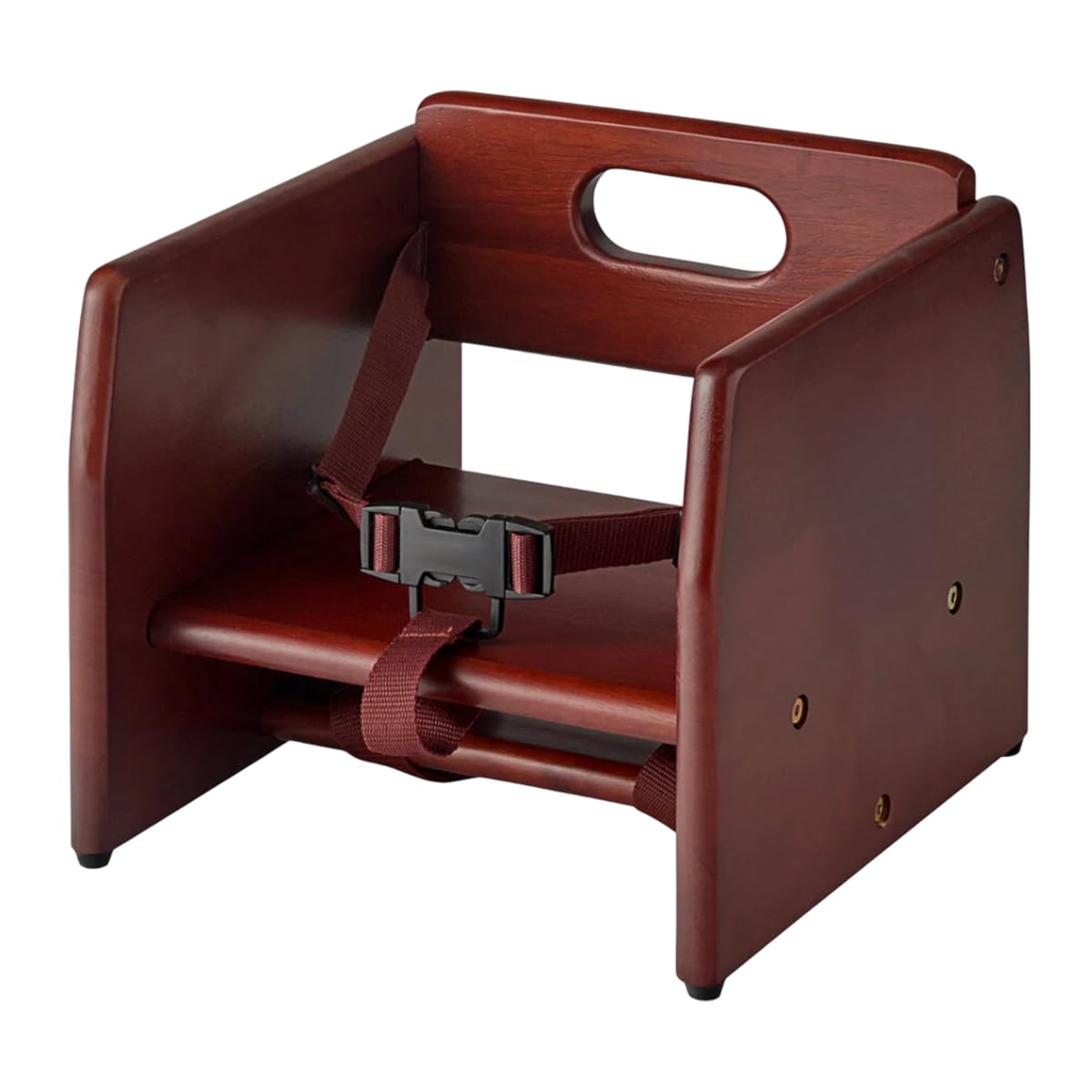 Mahogany Wooden Dining Seat Riser for Restaurant Chairs – Stackable Rubberwood Seat Platform with Chair Strap &amp; Non-Slip Pads, Commercial Restaurant Seating Accessory