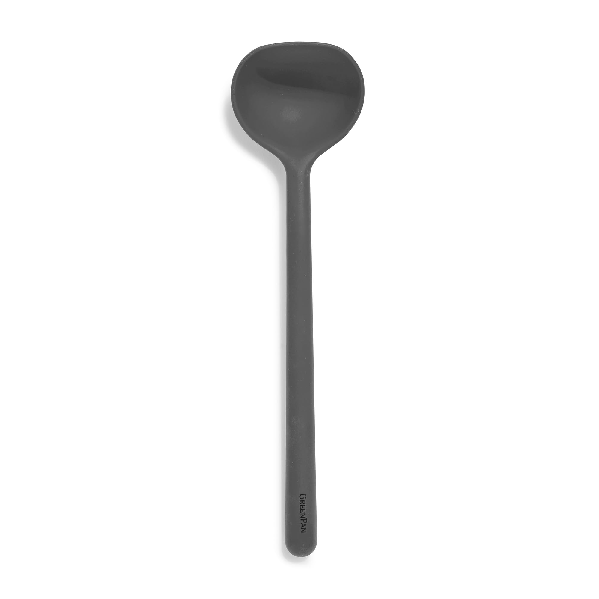 GreenPan Silicone Ladle, Soup Mixing Stirring Serving, Cooking Kitchen Utensil, Flexible Rubber Nonstick Cookware, Rigid Steel Core, Heat-Resistant, Anti-Slip Handle, BPA-Free, Dishwasher Safe, Gray