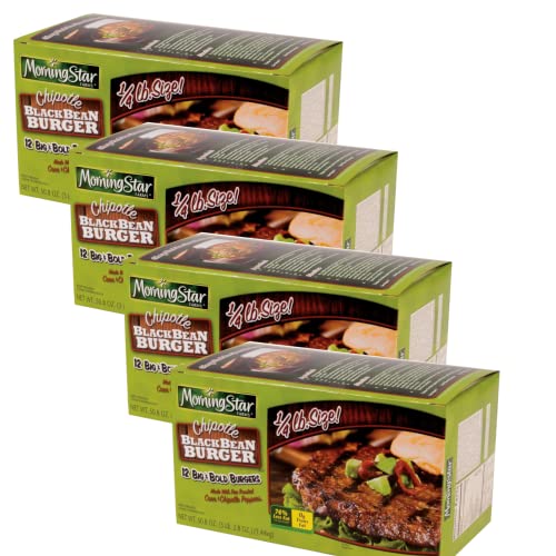 Morningstar Farms Chipotle Black Bean Burgers - Made with Non GMO Soy - 190 Calories - 17g Protein Per Serving - 4 Pack (12ct. 50.8 oz Each) Ready Set Gourmet Donate a Meal Program