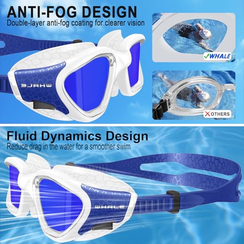 Image of Whale Swim Goggles Polarized Anti-Fog Lenses, Unisex | 100% UV Protection | Anti-Fog Goggles High Definition, Wide-Angle View