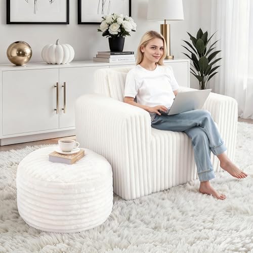 HABUTWAY Bean Bag Chair for Adults with Pillow, Giant Bean Bag Chairs with Ottoman - image 6