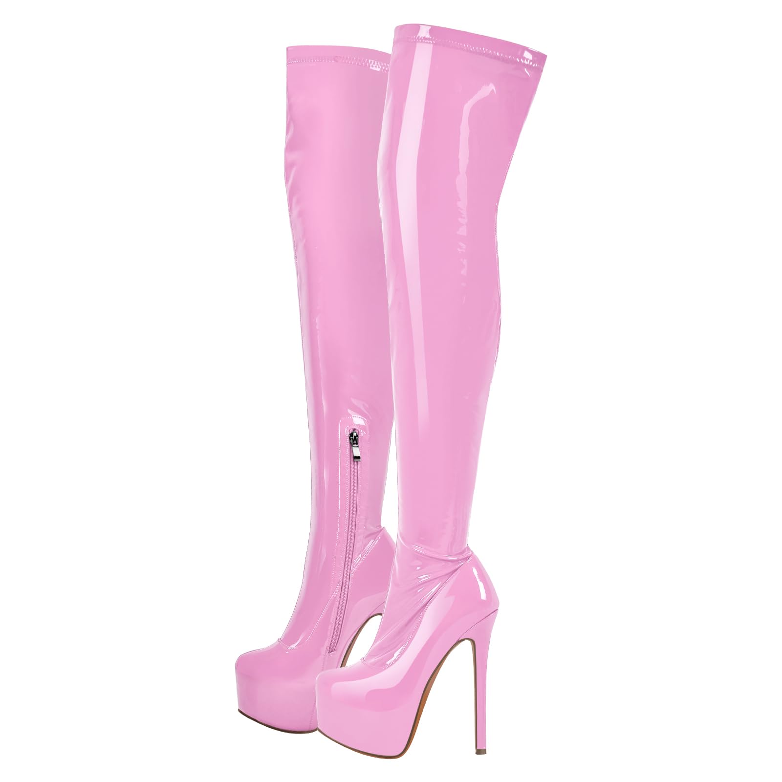 richealnini Womens Platform Thigh High Boots with Zipper Side Zip Up Long Shaft Over the Knee High Boots
