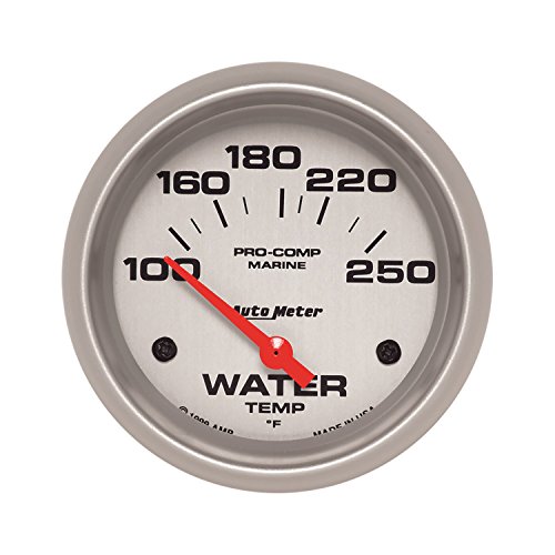 Calibre de temperatura de agua con bisel de aluminio cepillado y esfera plateada AutoMeter