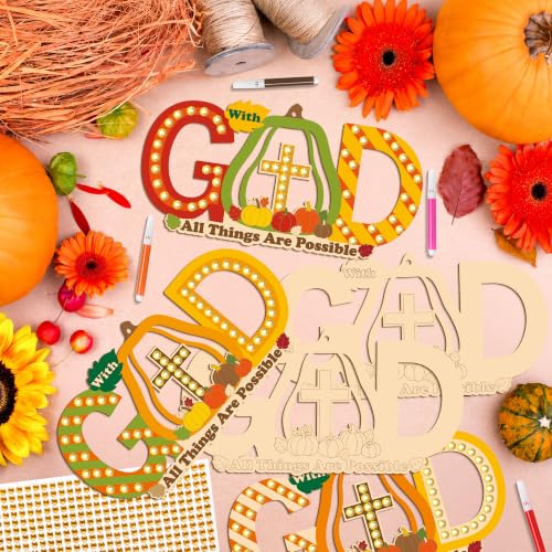 BeYumi Fall Wooden Pumpkin Craft - 20Pcs Christian GOD Ornaments for Kids - image 4