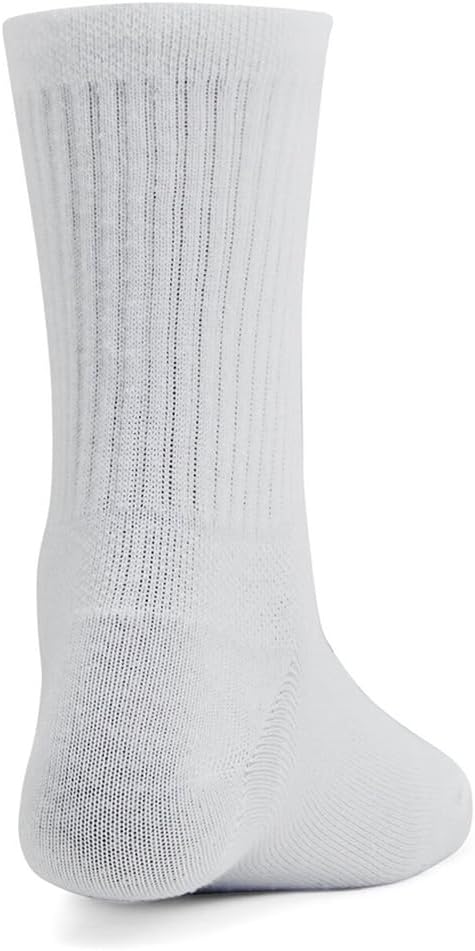 Under Armour - Womens Essential 3-Pack Mid Crew Socks, Color White (101), Size: Small - Image 3