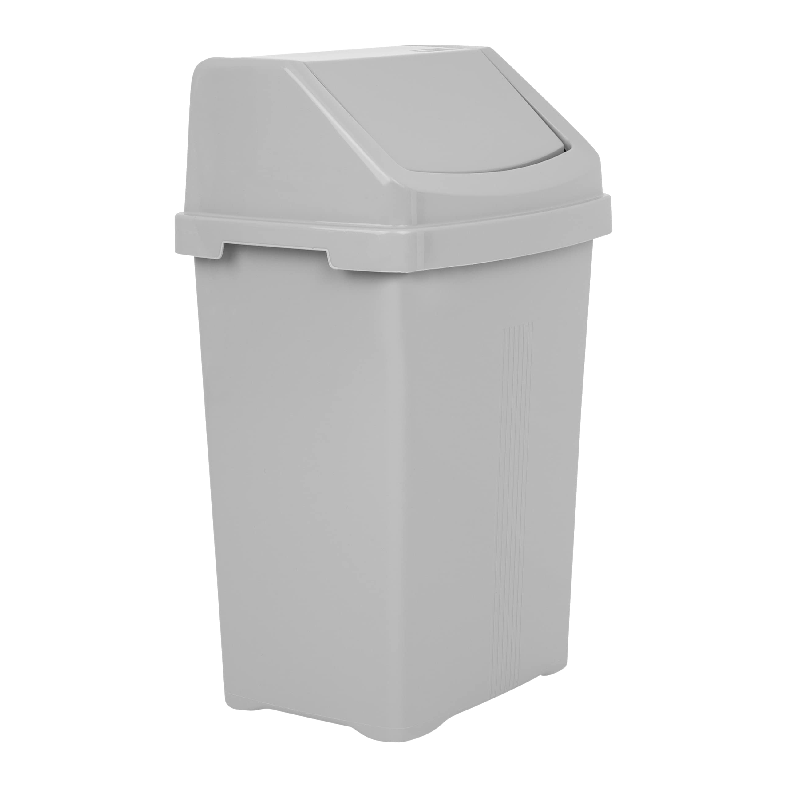 JMS we create smile - Plastic Swing Bin Waste Recycle Dustbins Kitchen, Bathroom, Home Rubbish Trash Refused Bins (Soft Grey, 50L Swing Top Bin) — image 1