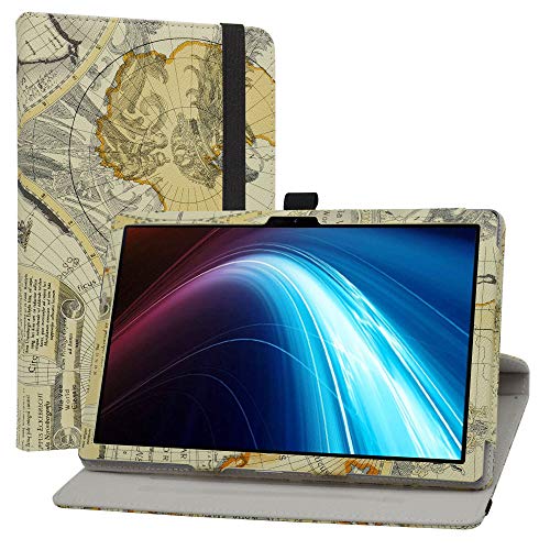 LiuShan per TECLAST P20HD Custodia, 360 Gradi di Rotazione Custodia in Pelle PU Caso per TECLAST M40 PRO/Dragon Touch Notepad 102 / Winnovo P20 / Blackview Tab 8 / Tab 8E,Map White