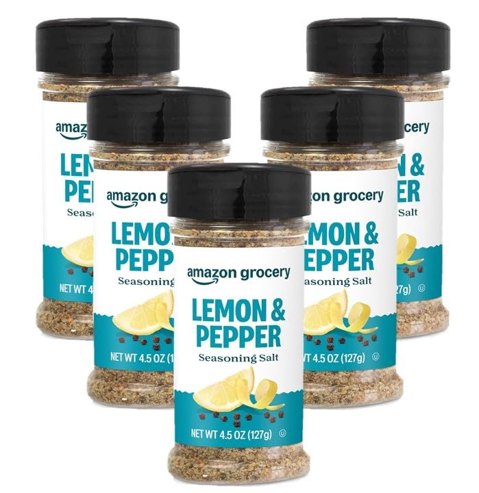 Image of Amazon Brand - Happy Belly Lemon Pepper Seasoning Salt, 4.5 ounce (Pack of 5)