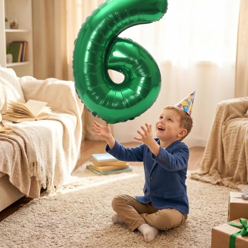 Image of YPSelected 32 Inch Large Foil Helium Number Balloon Birthday Wedding Party 0-9 (Green, 6)
