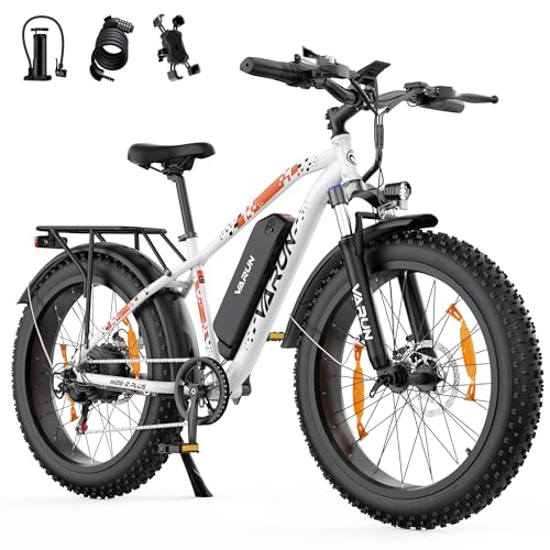 VARUN Electric Bike, 26" 4.0 Fat Tire Mountain Ebike with 48V 15Ah 720 Wh Li-Ion Battery, Up to 75 Miles, 250W 80Nm Motor, LCD Display with 5 PAS, Rear Rack, MTB for Adult Man and Woman