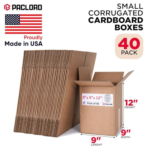 Image of Small Cardboard Boxes 9 inchL x 9 inchW x 12 inchH (Pack of 40) - USA-Made Packing Boxes for Moving, Shipping, or Storage - USPS, UPS, FedEx Approved - Professional Packing Supplies for Moving | USA-Made Packing Boxes for Moving, Shipping, or Storage - USPS, UPS, FedEx Approved - Professional Packing Supplies