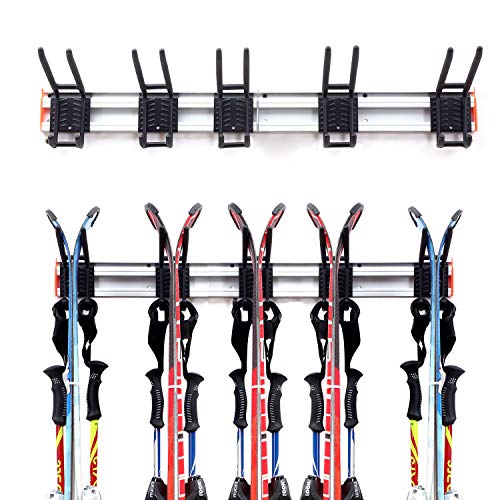 Homeon Wheels US- 2-A Aluminum Ski Storage Rack Holds 6 Pairs Of Skis Ski Rack thumb #6