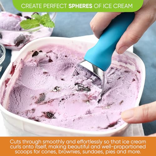 Image of Spring Chef Heavy Duty Metal Ice Cream Scoop with Soft Grip Handle, Teal