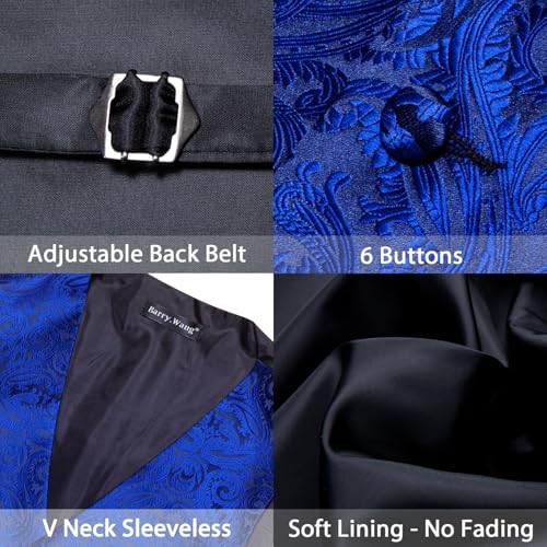 Image of Barry.Wang Formal Men Flower Vest Paisley Jacquard Silk Ties Suit Waistcoat Set Wedding 5PCS