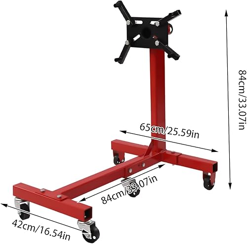 Miniatura 3 de Soporte de motor plegable de 1250 libras con 5 ruedas y 4 brazos ajustables, soporte de motor giratorio con 360 grados para fijar el bloque del