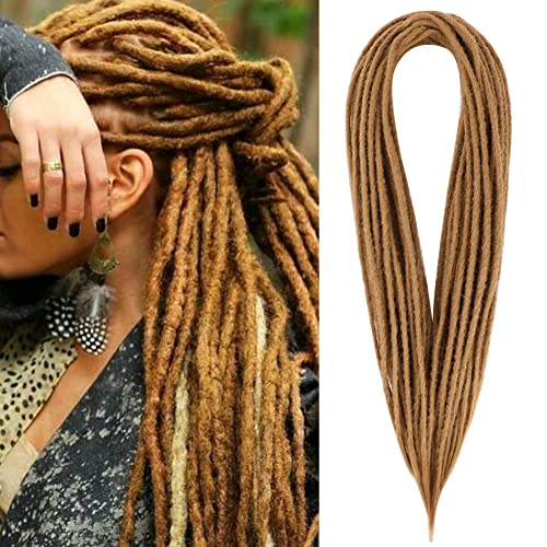 Aguacor Synthetic Double Ended Dreadlock Extensions 24inches 25 Strands Thin 0.6cm Soft Light Brown DE Dreadlocks Extensions (25 Strands, 27#)