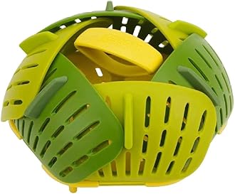 Joseph Joseph Bloom Folding Steamer Basket for Vegetables, Expandable for Various Pans, Compact Storage - Green