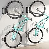 2-Pack Swivel Bike Rack Wall Mount, Bike Hangers for Garage, Space-Saving Vertical Bike Holder, Holds up to 77 lbs, Bicycle Wall Hanger Storage, No Heavy Lifting Required Indoor Hanging Bike Rack