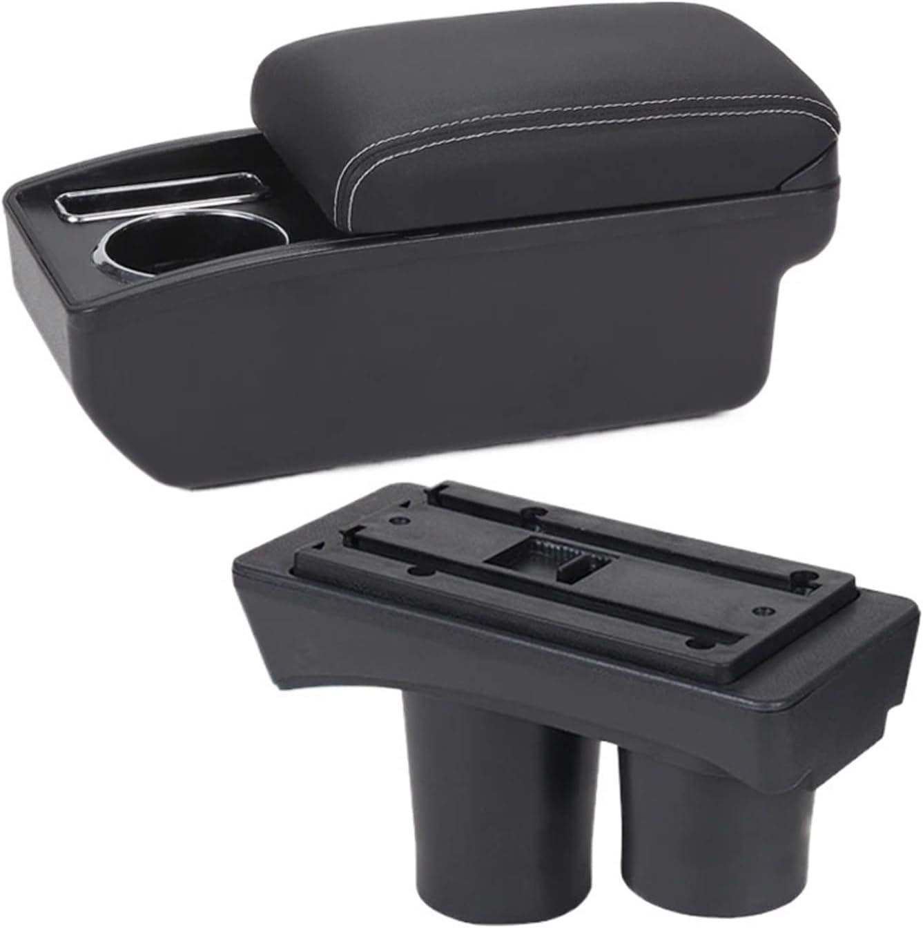 Double Layer Armrest Box for Citroen for C3 C2 Armrest Box Car Auto Storage Cup Holder Dedicated Interior Retrofit Accessories Central armrests boxs(C Black line NO USB)