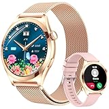 Fitonme Reloj Inteligente Mujer Llamadas, Pantalla Curva HD de 1,27', Monitor de Frecuencia Cardíaca Sueño, 120+ Modos Deportivos, Impermeable IP68, Smartwatch Mujer para Android iOS (Plata)