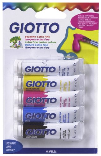  Giotto 5 Tubes gouache couleurs primaires