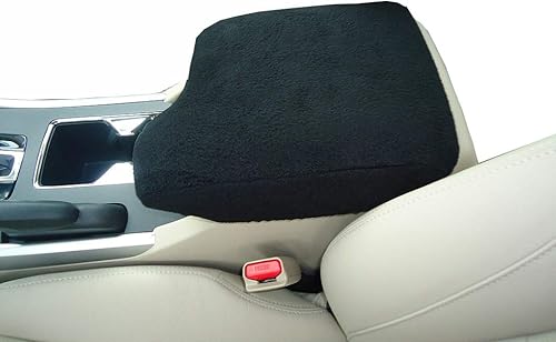 Car Console Covers Plus Fabricado en Estados Unidos diseñado para Ford Ranger 2019-2023 de forro polar, protector de consola central, color negro